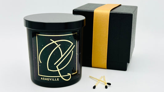 ASHEVILLE AVL Candle in Black with Gift Box and Matches