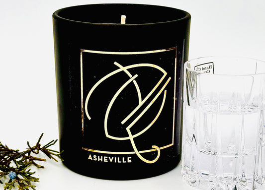 ASHEVILLE AVL Art Deco Gin and Cypress Berry Luxury Candle | No. 1920 - The ASHEVILLE Co.™ Black Vessel