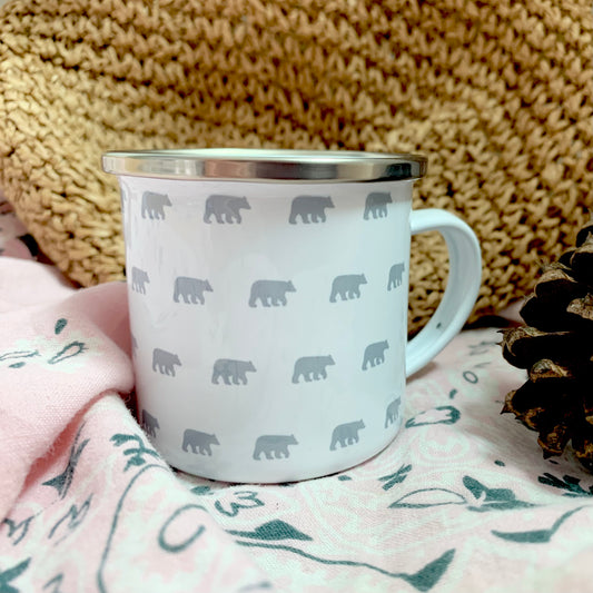 Burton's Stroll | Petite Enamel Camper Mug | White and Grey - The ASHEVILLE Co.™