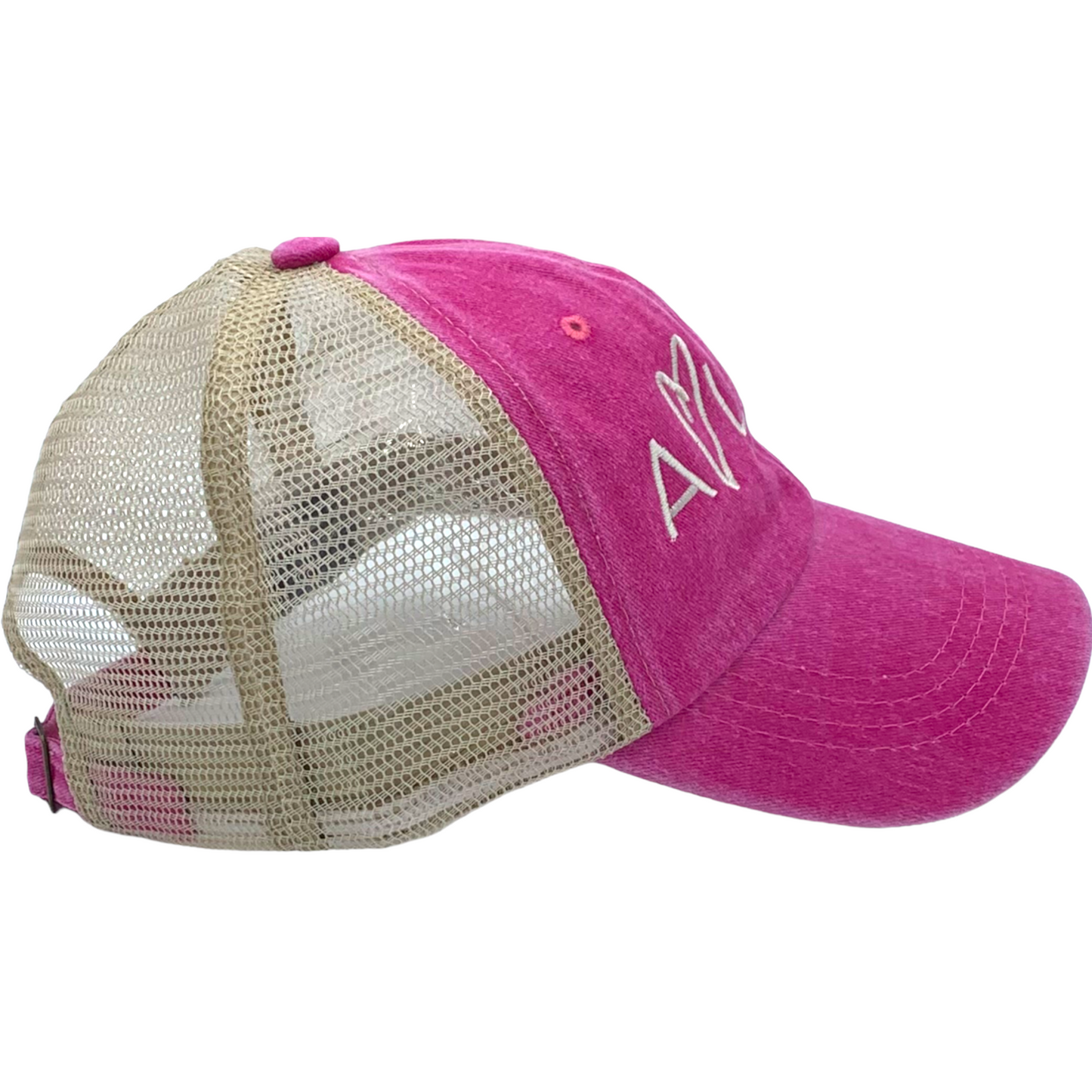 AVL NC Wild at Heart Vintage-style Trucker Baseball Hat in Rhododendron Pink - The ASHEVILLE Co. TM