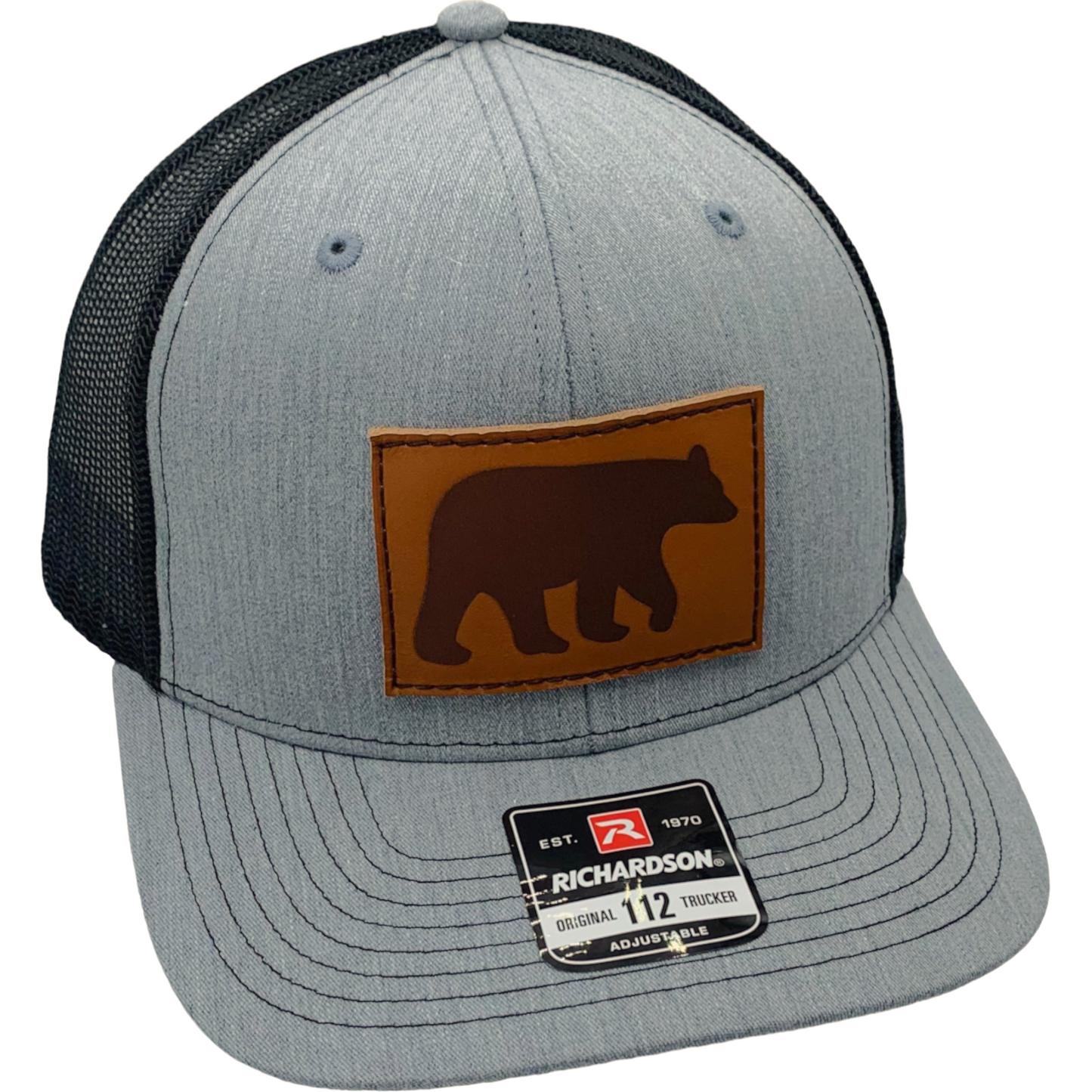 Burton Leather Patch Youth Trucker Baseball Hat Grey and Black - The ASHEVILLE Co. TM