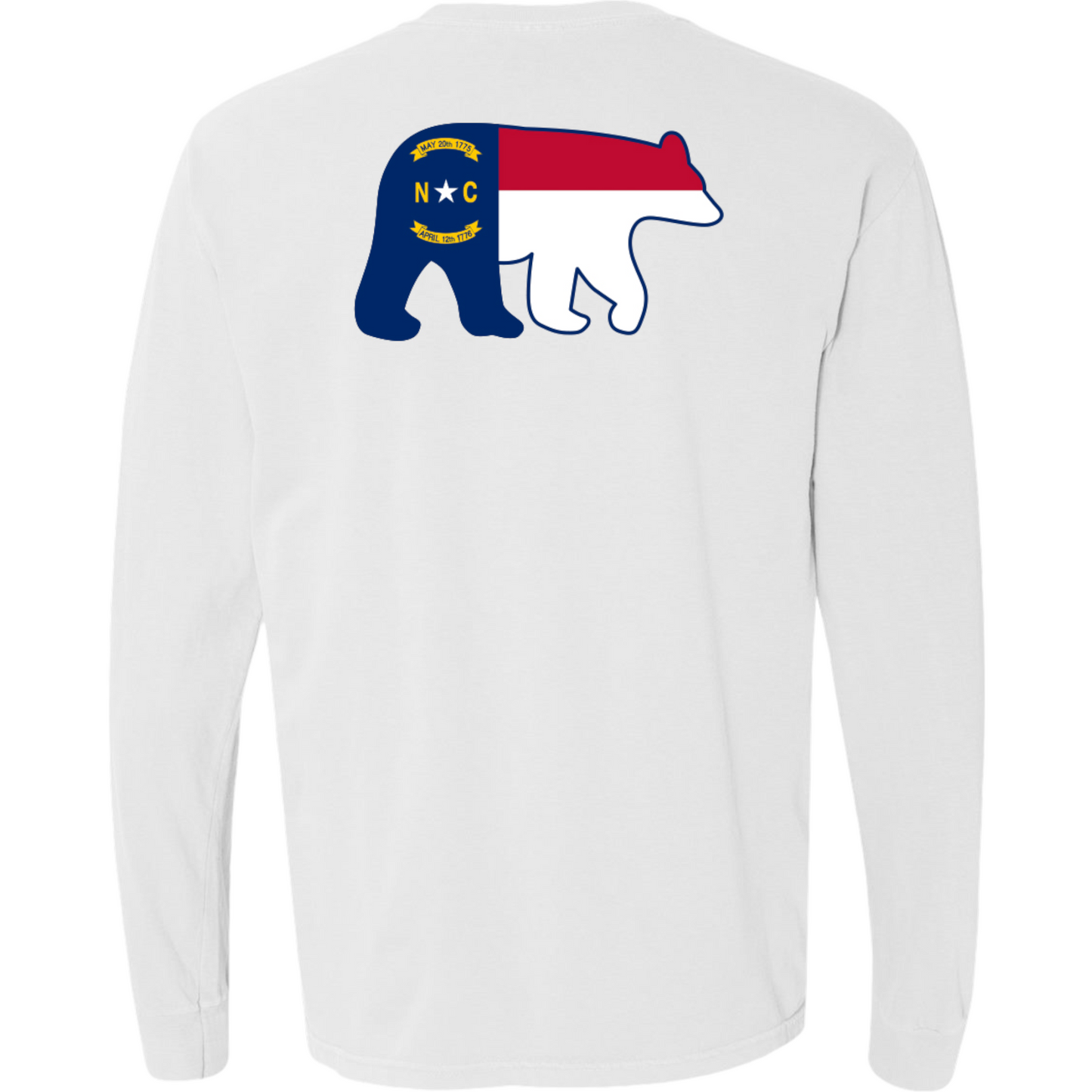 NC Flag Bear Long Sleeve T-Shirt Classic White - The ASHEVILLE Co. TM