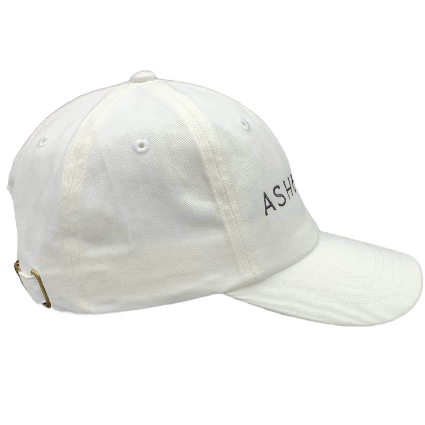 ASHEVILLE Dad Hat with Grateful Dead Bolt in White - side view of cap and brim