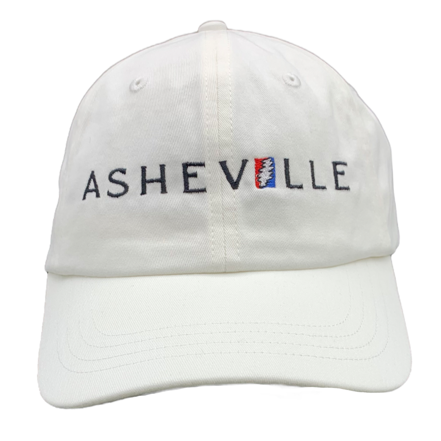 ASHEVILLE Baseball Hat with Grateful Dead Bolt in White - The ASHEVILLE Co. TM