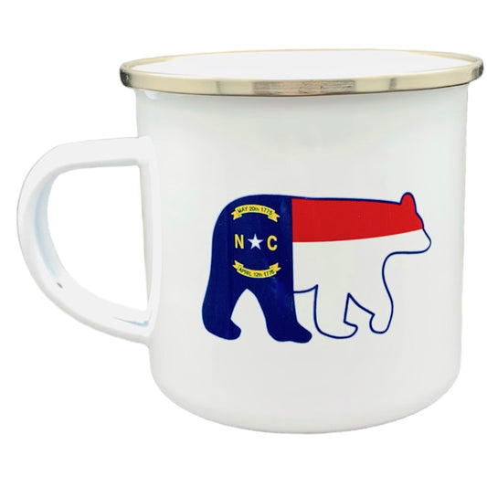 The Old North State Flag Enamel Camper Mug - The ASHEVILLE Co. TM