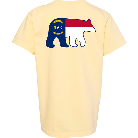 Kids NC Flag Bear T-Shirt Butter - The ASHEVILLE Co. TM