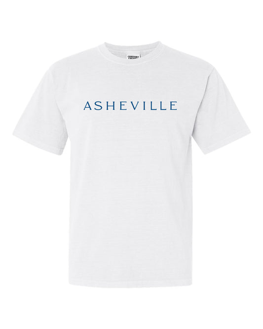 ASHEVILLE Cityscape T-Shirt in White & Parkway Blue - The ASHEVILLE Co. TM