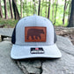 Burton's Stroll Leather Patch ASHEVILLE | Richardson 112 Trucker Hat | Grey and Black - The ASHEVILLE Co.™ 