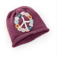 Hand knit berry beanie hat with floral peace sign for babies - The ASHEVILLE Co. TM