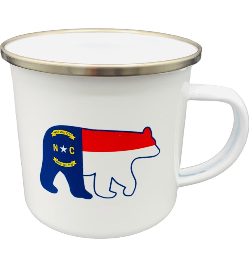 The Old North State Flag Enamel Camper Mug - The ASHEVILLE Co. TM