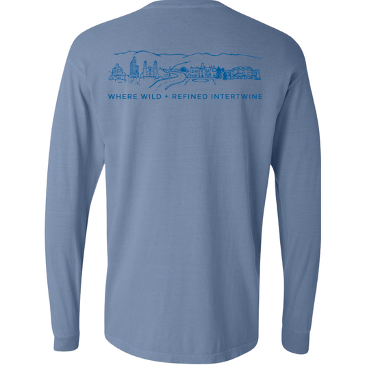 ASHEVILLE - Long Sleeved T-Shirt_ Adult - Unisex -Blue -Back side
